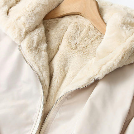Women Fleece Jacket Reversible Sherpa Coat Winter Fall Casual Zip Up Hoodie Outerwear