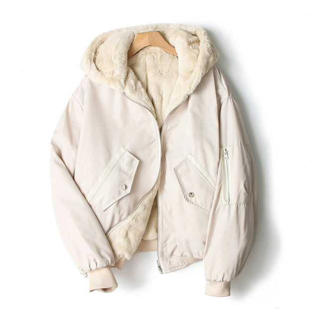 Women Fleece Jacket Reversible Sherpa Coat Winter Fall Casual Zip Up Hoodie Outerwear