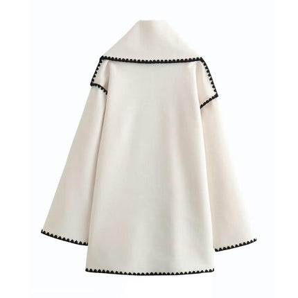 Women's Winter Jackets Trendy Warm Mid Length Blend Coat Casual Outerwear with Scarf