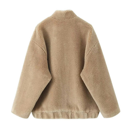 Womens Fuzzy Fleece Jacket Button Down Sherpa Coats Casual Winter Warm Outwear with Pockets