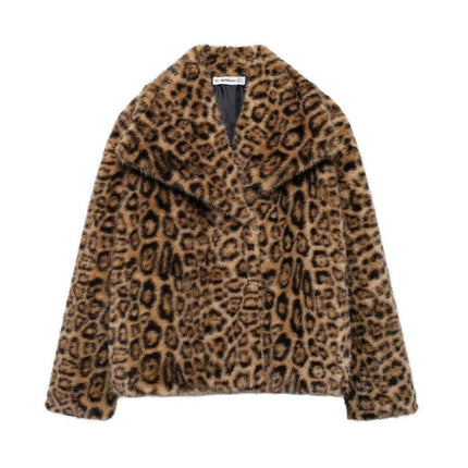 Women's Shaggy Faux Fur Coat Long Sleeve Warm Winter Lapel Casual Outerwear Jacket