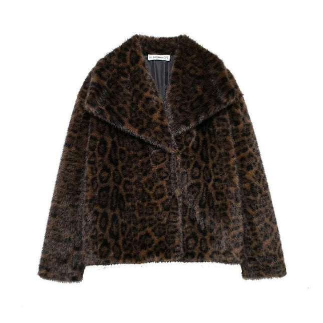 Women's Shaggy Faux Fur Coat Long Sleeve Warm Winter Lapel Casual Outerwear Jacket