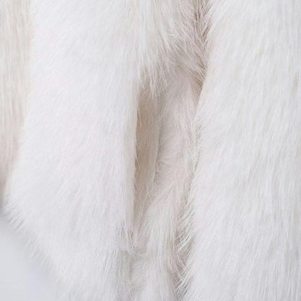 Women's Shaggy Faux Fur Coat Long Sleeve Warm Winter Lapel Casual Outerwear Jacket