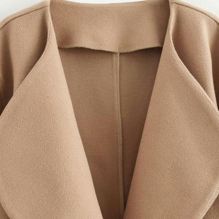 Women's Fall Casual Cropped Blend Coat Open Front Jacket Short Trench Coat