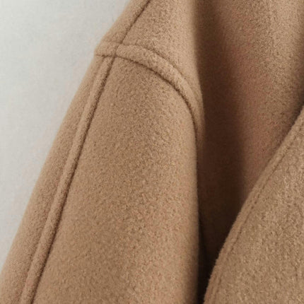 Women's Fall Casual Cropped Blend Coat Open Front Jacket Short Trench Coat
