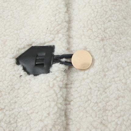 Women's Cropped Coats Long Sleeve Lapel Button Down Pockets Fleece Sherpa Jacket Outerwear