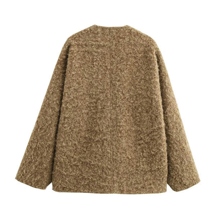 Women's Tie Front Bow Wool Blend Jacket Winter Long Sleeve V Neck Coats Outwear