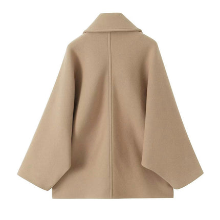 Women's Loose Coat Lapel Single Breasted Long Sleeve Jackets Overcoat