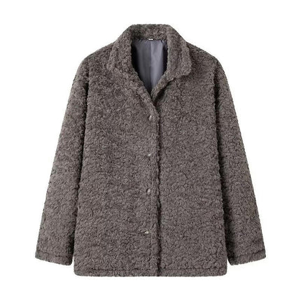 Women's Winter Long Sleeve Button Down Sherpa Jacket Warm Fleece Coat