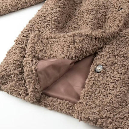 Women's Winter Long Sleeve Button Down Sherpa Jacket Warm Fleece Coat