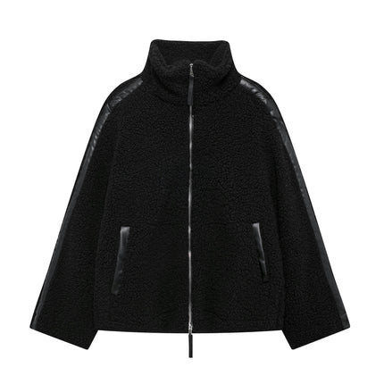 Womens Fleece Jacket Zip Up Sherpa Fuzzy Casual Coats Winter Outerwear with Pockets