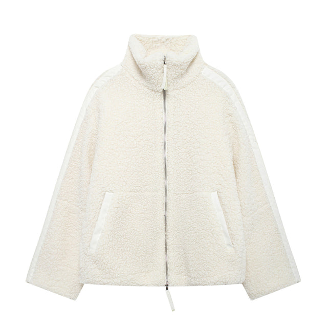 Womens Fleece Jacket Zip Up Sherpa Fuzzy Casual Coats Winter Outerwear with Pockets