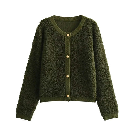 Women's Cardigan Sweater Casual Long Sleeve Button Down Fuzzy Knit Fall Open Front Outwear