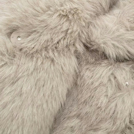 Womens Faux Fur Coat Winter Shaggy Casual Lapel Cropped Jackets Warm Fuzzy Outerwear