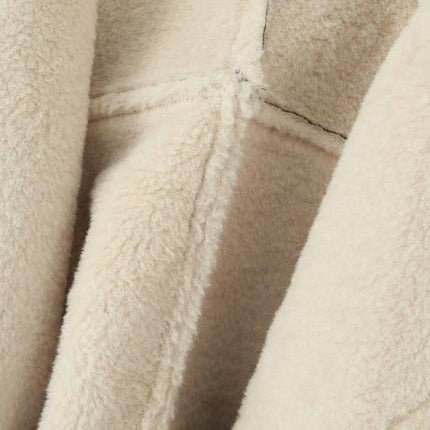 Women's Winter Lapel Collar Faux Suede Coat Long Sleeve Jacket Warm Fuzzy Lined Outwear
