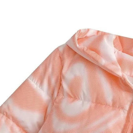 Women's Winter Puffer Jacket Zip Up Long Sleeve Cropped Coat with Hooded