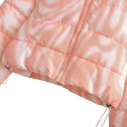 Women's Winter Puffer Jacket Zip Up Long Sleeve Cropped Coat with Hooded