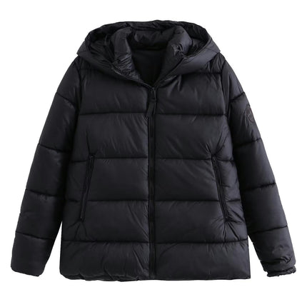 Womens Puffer Jacket Full Zip Quilted Hooded Coats Long Sleeve Winter Warm Coat with Pocket