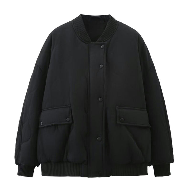 Women's Quilted Casual Puffer Jacket Warm Winter Bomber Coats Zip Up Outerwear with Pockets