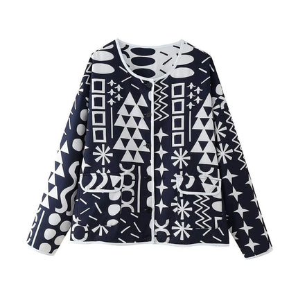 Women's Lightweight Jacket Floral Print Cardigan Button Down Coat Outwear