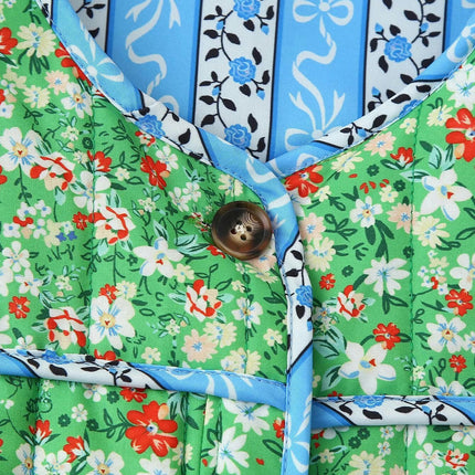 Womens Quilted Puffer Jacket Lightweight Padded Cardigan Cropped Floral Print Winter Coat