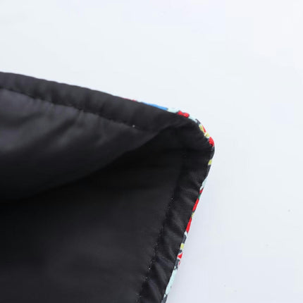 Women's Cropped Floral Quilted Jacket Lightweight Open Front Padded Puffer Coat