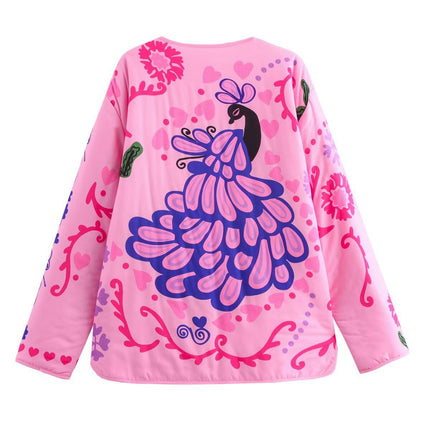 Women's Quilted Lightweight Puffer Jackets Cropped Floral Print Winter Coat