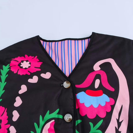 Women's Quilted Lightweight Puffer Jackets Cropped Floral Print Winter Coat
