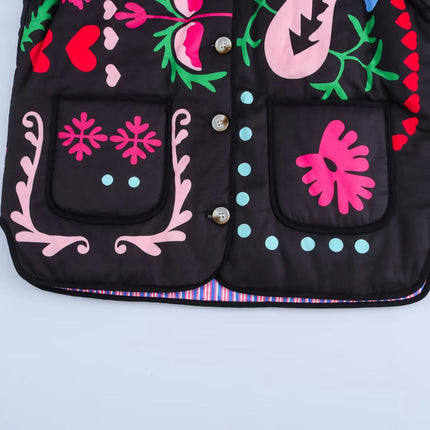 Women's Quilted Lightweight Puffer Jackets Cropped Floral Print Winter Coat