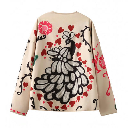Women's Quilted Puffer Jacket Lightweight Button Down Floral Print Coat Open Front Outwear