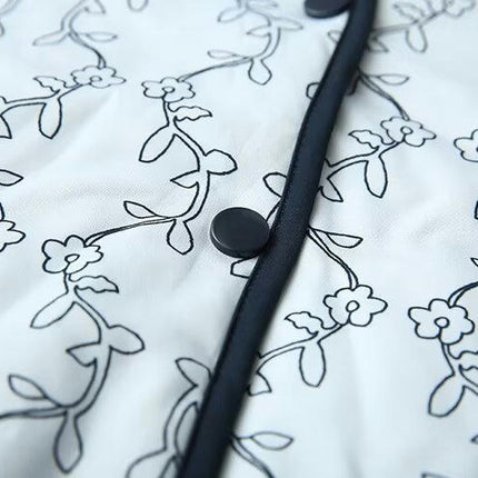 Women Cropped Puffer Jacket Floral Printed Coats Lightweight Button Down V Neck Jackets