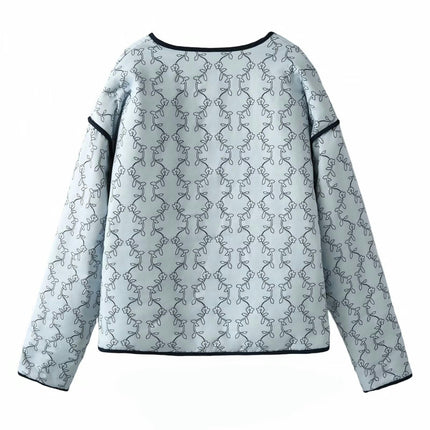 Women Cropped Puffer Jacket Floral Printed Coats Lightweight Button Down V Neck Jackets