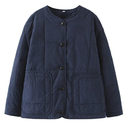 Women's Puffer Jacket Lightweight Long Sleeve Button Down Quilted Coat Warm Outwear