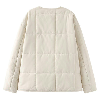 Women's Puffer Jacket Lightweight Long Sleeve Button Down Quilted Coat Warm Outwear