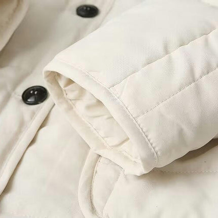 Women's Puffer Jacket Lightweight Long Sleeve Button Down Quilted Coat Warm Outwear