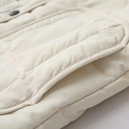 Women's Puffer Jacket Lightweight Long Sleeve Button Down Quilted Coat Warm Outwear