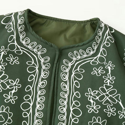 Women Cropped Puffer Jackets Floral Print Winter Coats Lightweight Open Front Outerwear