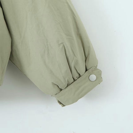 Women's Oversized Bomber Jacket Casual Turn-Down Collar Zip Up Long Sleeve Coat