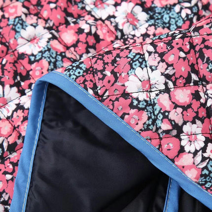 Women Lightweight Quilted Jacket Floral Print Cropped Puffer Coat Padded Button Up Winter Lapel Outwear