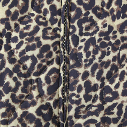 Women's Leopard Quilted Lightweight Jackets Casual Long Sleeve Zip Up Puffer Coat