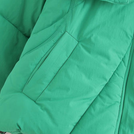 Women's Winter Cropped Puffer Jackets Zip Up Long Sleeve Coats with Hood
