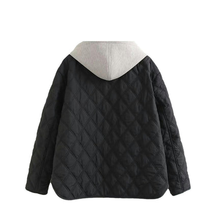 Puffer Jackets for Women Winter Casual Quilted Hooded Button Down Coat