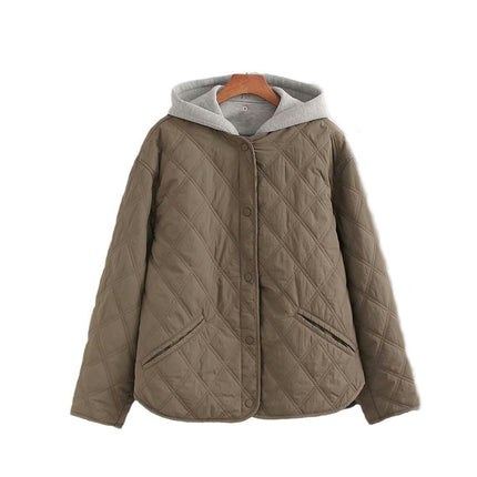Puffer Jackets for Women Winter Casual Quilted Hooded Button Down Coat