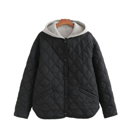 Puffer Jackets for Women Winter Casual Quilted Hooded Button Down Coat