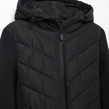 Women's Full-Zip Puffer Jacket Quilted Long Sleeve Winter Coat with Hood