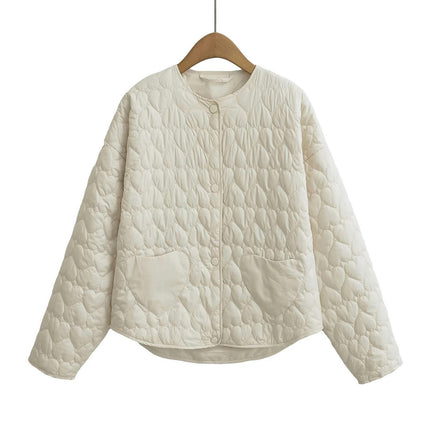 Womens Quilted Puffer Jackets Lightweight Button down Long Sleeve Coats Loose Winter Outwear