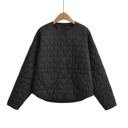 Womens Quilted Puffer Jackets Lightweight Button down Long Sleeve Coats Loose Winter Outwear