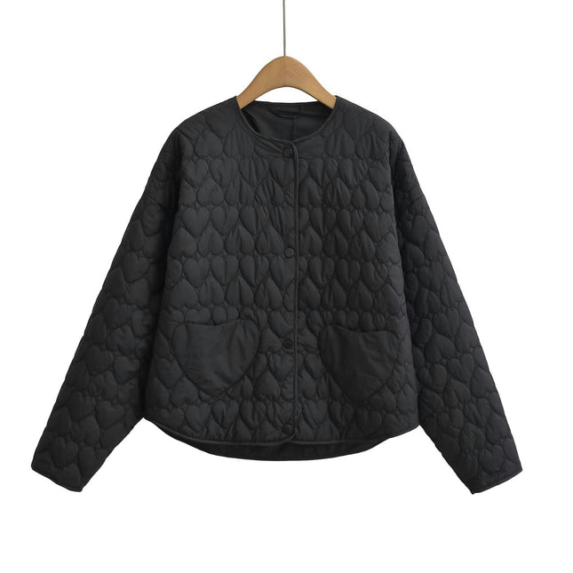 Womens Quilted Puffer Jackets Lightweight Button down Long Sleeve Coats Loose Winter Outwear