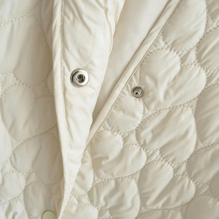 Womens Quilted Puffer Jackets Lightweight Button down Long Sleeve Coats Loose Winter Outwear