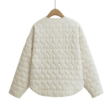 Womens Quilted Puffer Jackets Lightweight Button down Long Sleeve Coats Loose Winter Outwear